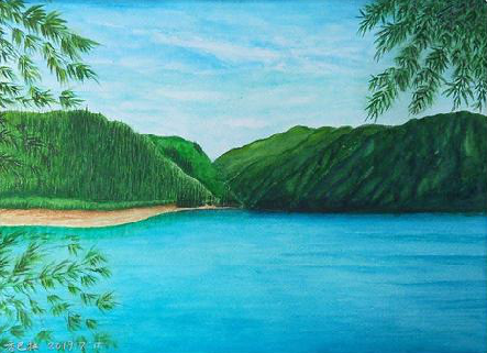 凤山在墙绘中，如何绘画绿水青山？